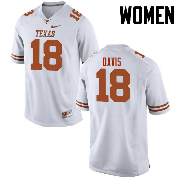 Women #18 Davante Davis Texas Longhorns College Football Jerseys-White